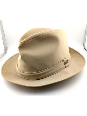 VTG Men's London Fog Mr Leader Fedora Size 7 1/8 Beige Khaki Natural NEVER WORN
